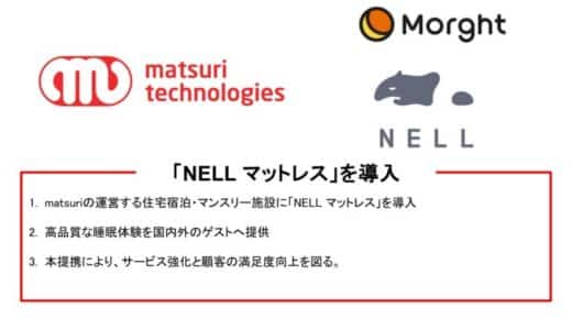 【寝具ブランド「NELL マットレス」を提供する株式会社Morghtと業務提携】宿泊の根幹体験である睡眠の質を底上げ